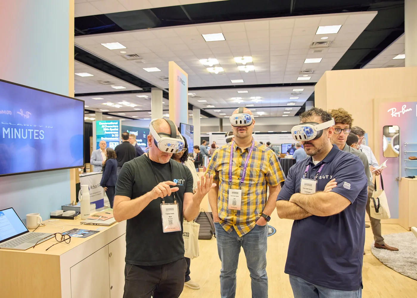 Attendees testing enterprise headset technology in a hands-on demonstration